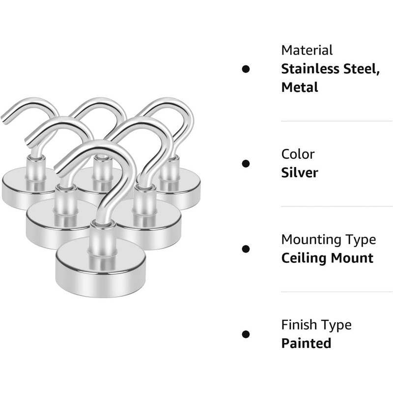 E BAVITE Strong Magnetic Hooks, 30Lbs Magnetic Hooks Neodymium Magnets