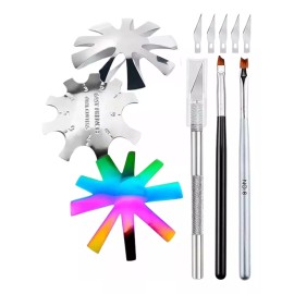 Veraly Kit Placa De Sellos Y Pincel Decoración + Herramientas 8pz F
