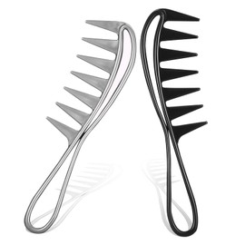 Wide Tooth Comb, Wide Tooth Detangling Curl Comb for Curly Wet Wavy Hair Shark Teeth Shower Combs Hair Styling Tool for Men Women 2 Pcs