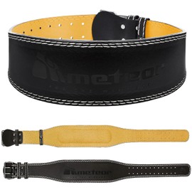 Meteor PU Leather Weightlifting Belt - Self-Locking for Enhanced Support - Double Stitched for Superior Durability - Ideal for Powerlifting, Bodybuilding, and CrossFit
