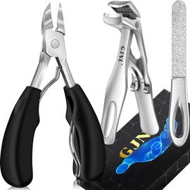 Toenail Clippers for Thick Nails - Angled Head Nail Clippers with Catcher, 37mm Wide Jaw Sharp Blade Heavy Duty Toe Nail Clippers