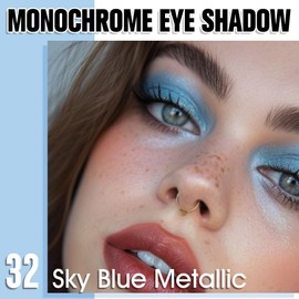 QIDSTERS Sky Blue Metallic Single Eyeshadow, Lightweight Blendable Mini Eye Shadow for Older Women, Monochrome Eyeshadow Palette Makeup Pigmented Waterproof, Vegan & Cruelty-Free, 32