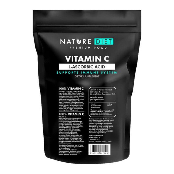 Nature Diet - Vitamin C 500 g | Powder | L-Ascorbic Acid | Antioxidant