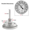 3" Dial 2" Probe FERRODAY 1/2 NPT Stainless Steel Dial