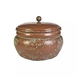 Gilbert &amp; Bennett metal 150 ft. bird motif hose holder pot container with lid - brown