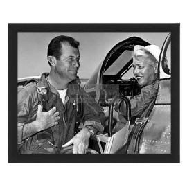 CHUCK YEAGER AND JACQUELINE COCHRAN AVIATION PIONEERS F-86 JET 8X10 FRAMED PHOTO