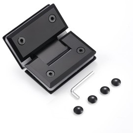 Ranbo Heavy Duty 135 Degree Shower Door Hinge, Solid 5mm 304 Stainless Steel, Glass-to-Glass Mount,for 5/16"-1/2" (8mm-12mm) Frameless Doors, One-Piece Precision Cast, Matte Black, 1 PC