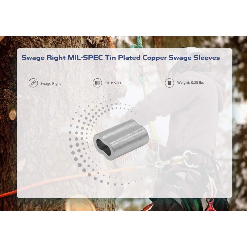 Swage Right MIL-SPEC Tin Plated Copper Swage Sleeves Clip &