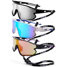 Revemo 3 Pack Kids Baseball Sunglasses, UV400 Sports Shades for Boys & Girls, Running, Lightweight TR90 Frame