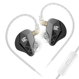 Yinyoo KZ EDXS IEM Headphones with High Resolution Sound Quality, Exquisite 3D Metal Faceplate, In-Ear Monitor Headphones with Microphone for Singers, Musicians, Audiophiles (Black, with Microphone)