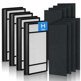 4 HEPA Filter H Compatible with Honeywell HPA050, HPA060, HPA150, HPA160, HHT055 and HHT155 Air Purifier, Part Number HRF-H1, HRF-H2 and H Filter, 4 HEPA Filter + 8 Carbon Pre Filter B
