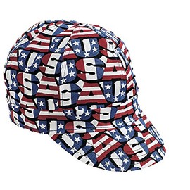 Mutual Industries 00210-00000-0725 Kromer Red White Blue USA Style Welder Cap, Cotton, Length 5", Width 6"