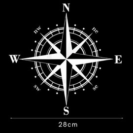 SacJkt Wall Decoration Nautical Compass, Wall Decoration Living Room Wall Decoration Metal Black Round Wall Decoration (28 x 28 cm)
