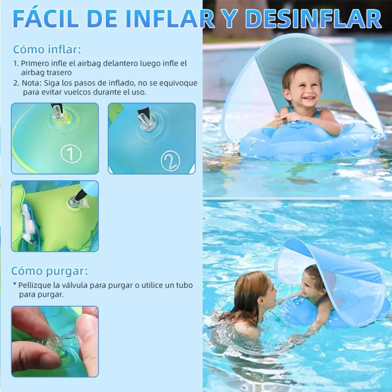 Salvavidas Inflables Flotador Bebe Alberca Playa Con Sombra