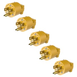 ENERLITES Straight Blade Plug, NEMA 5-15P, 15A 125VAC, Commercial & Industrial Grade, 2 Pole, 3 Wire, UL Listed, 66240-Y-5PCS, Yellow, 5 Pack