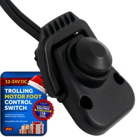 Five Oceans Trolling Motor Foot Switch with On Lever Continuous Control - Trolling Motor Foot Control Rated Up to 20 Amps DC, 12-24-Volts, Black Polycarbonate, Waterproof IP65 - FO4601