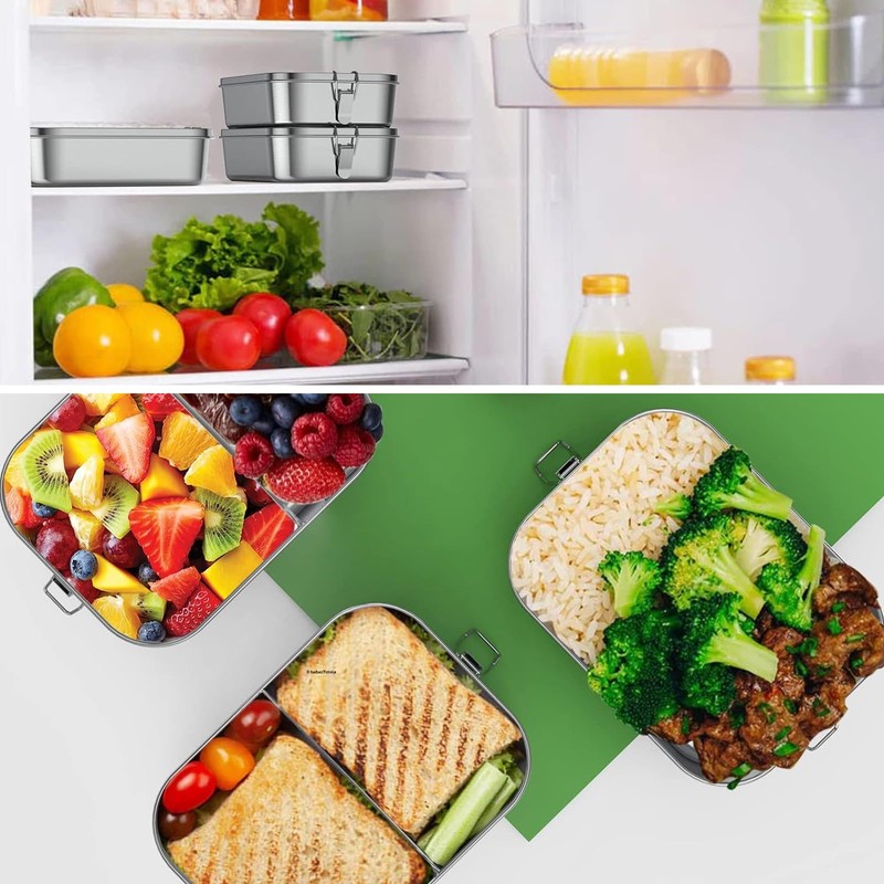 Stainless Steel Lunch Box with Compartments Lunch Box Movable Divider