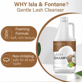 Isla & Fontane Lash Shampoo Bulk – Multi-Scent Series – 68 fl oz / 2L | Gentle Eyelash Cleanser Bulk for Lash Extensions | Non-Irritating | Professional Lash Bath Foam For Salon And Home Use (Coconut)