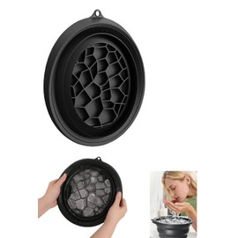 WADY Tazón para Baño de Hielo Facial Plegable - Cubeta de Silicona con Bandeja de Hielo Integrada, Portátil para Cuidado de Piel, Reducción de Hinchazón (Negro)