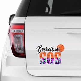 Basketball Sos Sticker, Leopard Print Basketball Vinly Decal for Cars Laptops, Windows, Walls, Fridge, Toilet and More - Sport Theme Stickers 11in