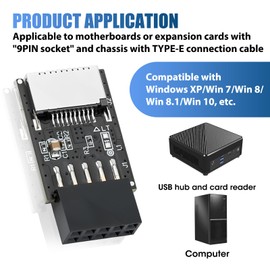 Novstuf USB 2.0 Internal Header 9-Pin to USB 3.1/3.2 Type-E (20-Pin) Motherboard USB2.0 Front Panel Header 180 Degrees Adapter Extend Type E Ports to Pc Front Panel USB-Ports