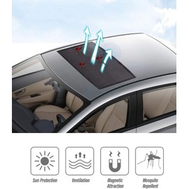 Gipoowaa Car Magnetic Sunroof Sun Shade, UV Sun Protection for Moonroof, Car roof Cover for Overnight Camping Can Breathable and Prevent Bugs, Can Also be Used for Side Windows
