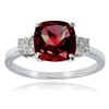 Ice Gems Sterling Silver Created Ruby Red and Cushion-cut Ring,