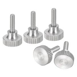 sourcing map M3x10mm Knurled Thumb Screws, 5pcs 304 Stainless Steel Flat Knurled Head Thumb Screws Bolts with Shoulder Grip Knobs Fasteners