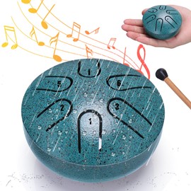 BUSOHA Rain Drum for Outside - 3 Inches 6 Notes Steel Tongue Drum Rain Chime, Drum Rain Chime Waterproof, Rain Drum for Garden Instrument, Mini Hand Drum for Outdoor