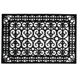 HomeRoots 24" X 36" Black Rubber Outdoor Door Mat