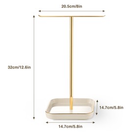 Pickpiff - Soporte para collar con base de cerámica: organizador de exhibición de árbol de joyería de 12 pulgadas para collares, pulseras, anillos, aretes, soporte dorado alto para mujeres, decoración