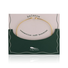 Lucky Feather Connection Gold Cuff Bracelets for Women - Elegant 14k Gold-Dipped Cuff Bracelet - Nickel-Free, Adjustable to Fit Most Wrists - Adorable Gifts for Women and Teenagers