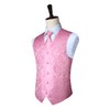 Enlision Men's Waistcoats Paisley Pink Wedding Waistcoat Tie Pocket Square