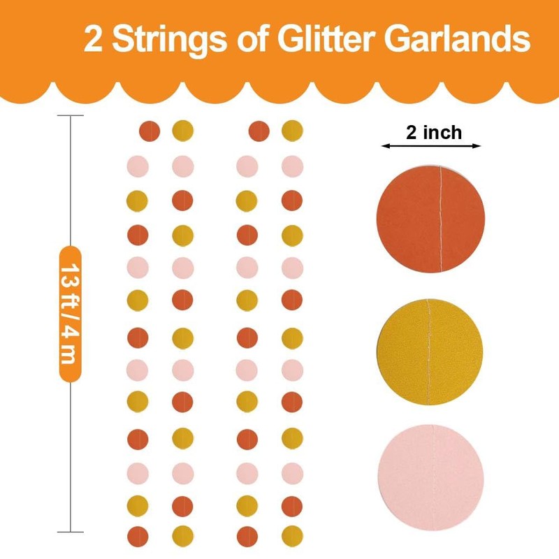 Pink-Orange Groovy Party-Decorations - 13pcs Fall Autumn Thanksgiving Harvest Tissue