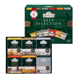 AHMAD TEA Best Selection Tea Bags 60 Bags Earl Grey Decaffeinated Earl Grey English Tea No. 1 English Breakfast Ceylon Darjeeling Each 10 Bags Black Tea United Kingdom