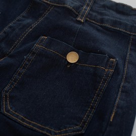 Belle Poque Plus Size Jeans Skir Knee Length Cargo Denim Skirt Long Dark Blue XL