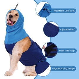 SAWMONG Dog Anxiety Vest, Breathable Calming Shirt Adjustable Chest & Hood for Dogs, Soft Pet Stress Relief Calming Coat Wraps Ears for Noise, Thunderstorms, Fireworks and Separation(Blue, 2X_Large)
