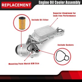 FEXON Engine Oil Cooler Filter Housing Assembly For Chevy Cruze Sonic Malibu Aveo For Buick Cascada, Pontiac G3/Saturn Astra 1.6L 1.8L 2008-2019 with Gasket, Insert, Cap Replace 25199751 918-432