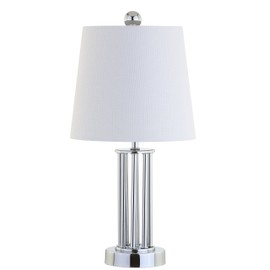 JONATHAN Y JYL2025A Lillian 18" Metal Mini LED Lamp Transitional,Glam,Traditional,Contemporary for Bedroom, Living Room, Office, College Dorm, Coffee Table, Bookcase, Chrome with White Shade