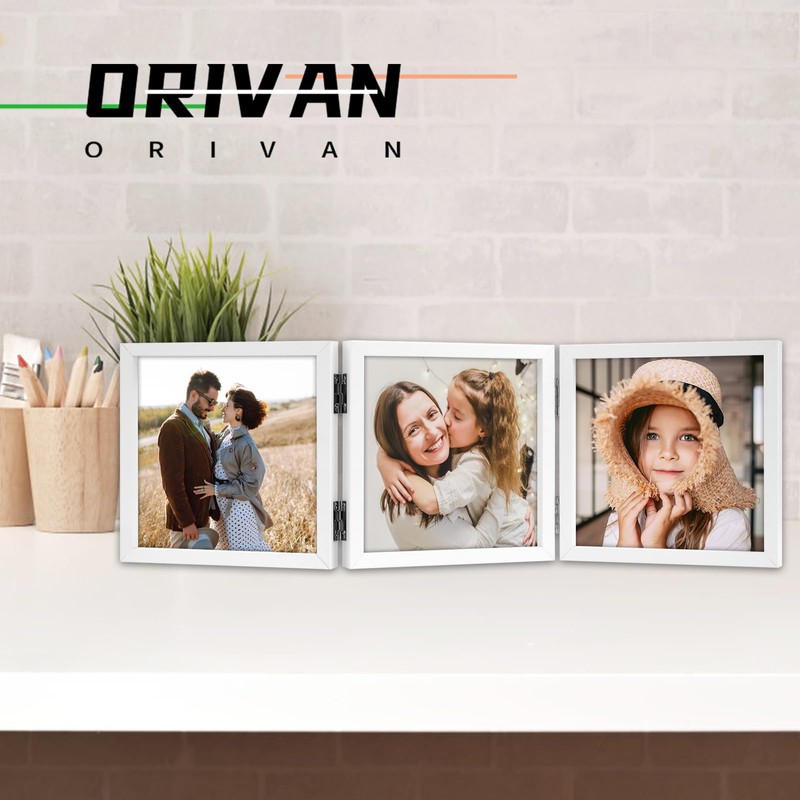 ORIVAN 5x5 Triple Picture Frame Hinged 3 Photos Folding Photo
