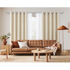 Double Curtain Rod 72 to 144 Inch, HOTOZON 1 Inch Heavy Duty Curtain Rods for Windows, Telescoping Double Drapery Rod with Simple Cap Finials, Silver