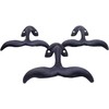 Rustic Dark Blue Cast Iron Whale Tail Wall Hooks, 4