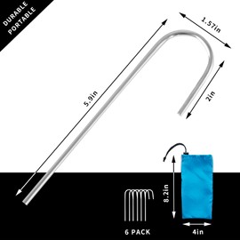 Wekapo 6 Pack Metal Stakes J Hooks Pegs Stakes for Beach Blanket