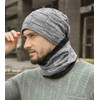 Generic Men's Winter Hat Scarf Set, Warm Knitted Hat and