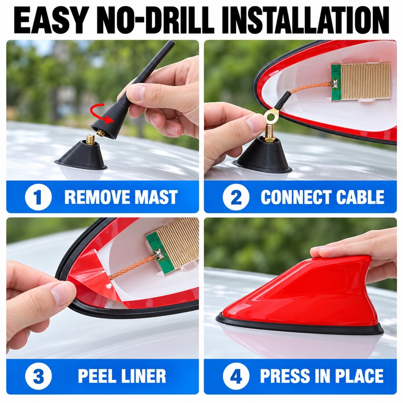 2 Pack Universal Shark Fin Car Roof Antennas with AM/FM