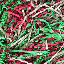 WELANE Crinkle Cut Paper, 100 Grams Shreds Raffia Gift Filler Papers for DIY Gift Wrapping & Basket Filling (Christmas Colors)