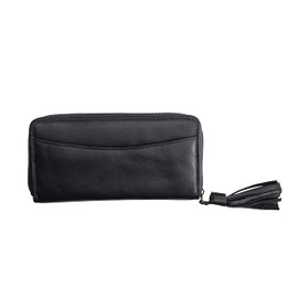 Josephine Osthoff Women's Leather Long Wallet with Zip Small Purse Credit Card Holder RFID Protection Wallet with Coin Compartment (500), blue, coin purse