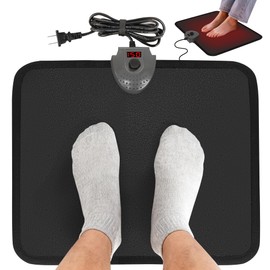 Hodeamy Heated Floor Mat Under Desk for Foot Warmer - Wider 110V Adjustable Temperature Electric Heating Pad - Carbon Crystal & Energy Saving Feet Warmers for Office,Home (Black)