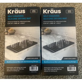 Kraus Self Draining Dish Drying Mat- Night Black. Set of 2