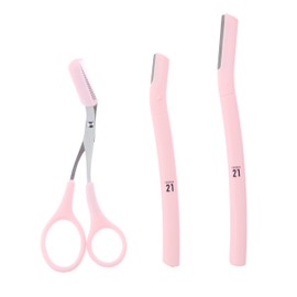 Forever 21 Eyebrow Kit - 3pc Brow Trimmer & Razor Set for Precision Eyebrow Shaping & Grooming | BLACK Eyebrow Razor and Scissors with Comb, Eyebrow Trimming Kit For Women